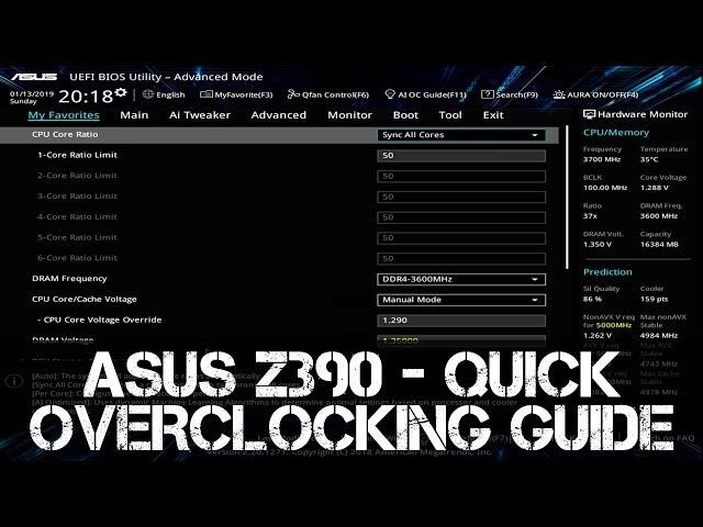 ASUS Z390 Quick Overclocking Guide | i7 - i9 | 8700K - 8086K - 9700K - 9900K