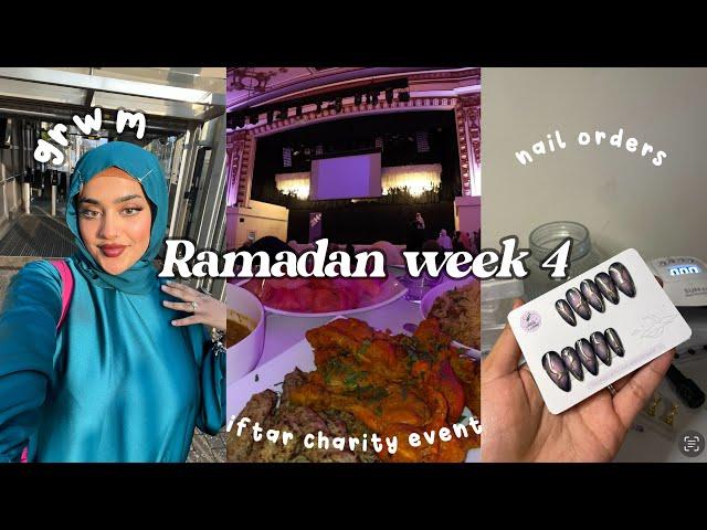 ramadan vlog | week 4 - ladies charity iftar event at the royal regency + bts of nailsbyneemy !