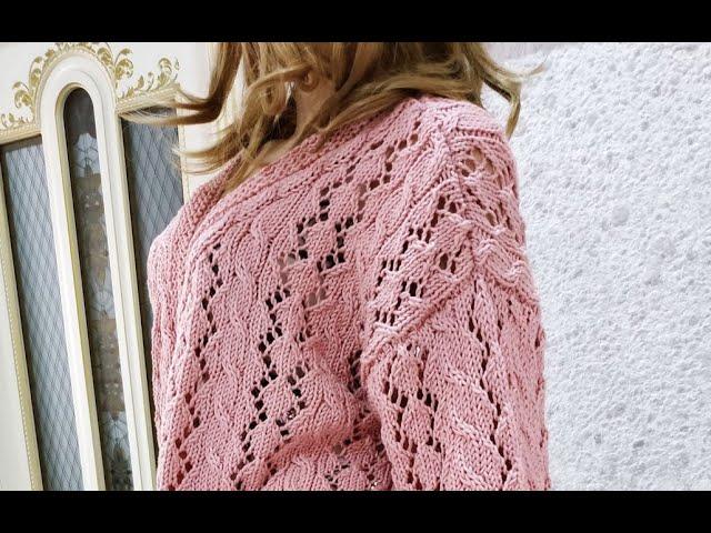 Trend of the season! Soft pink openwork cardigan