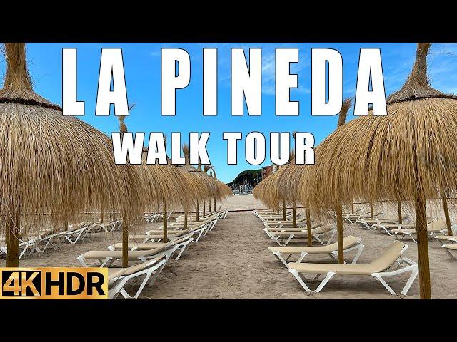 La Pineda,  Walking tour along the promenade. 4k HDR