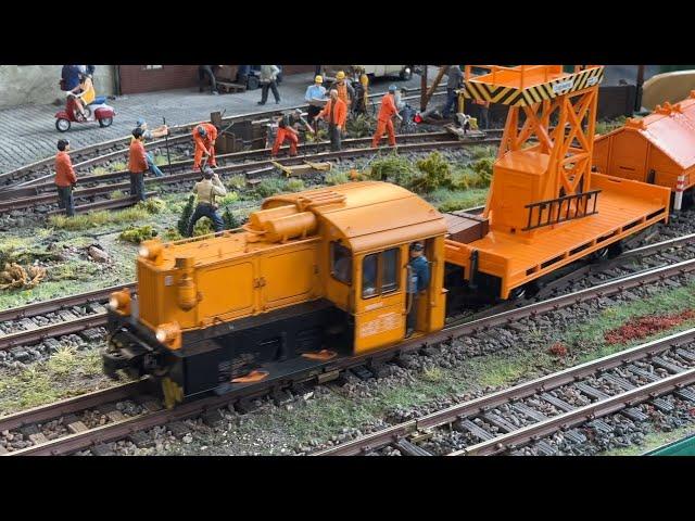 Twilight at very detailed LGB G gauge model railroad shown at model maker fair Friedrichshafen 2024