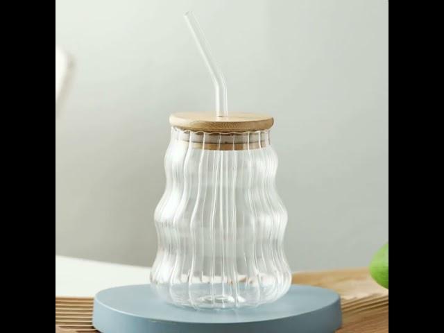 JX5127  Glass Jar with Straw Lid