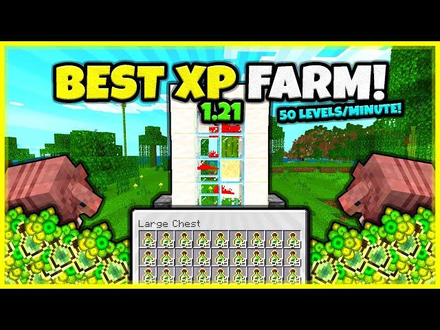 BEST XP FARM EVER!! (50 LEVELS/MINUTE!) In Minecraft Bedrock And Java 1.21