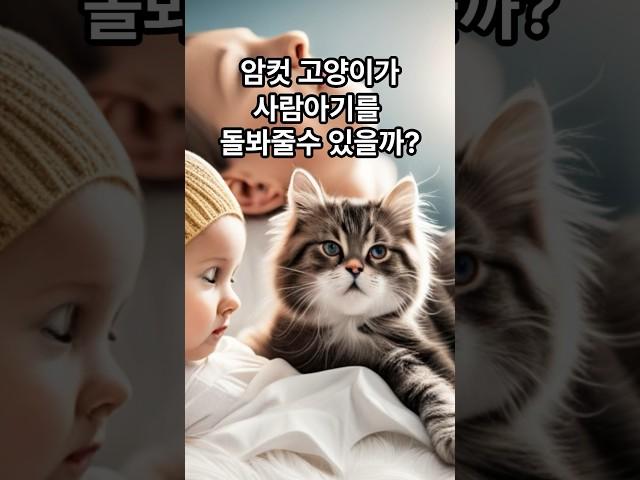 암컷고양이가 사람아기를 돌봐줄수 있을까? 고양이 공동육아. Shorts
