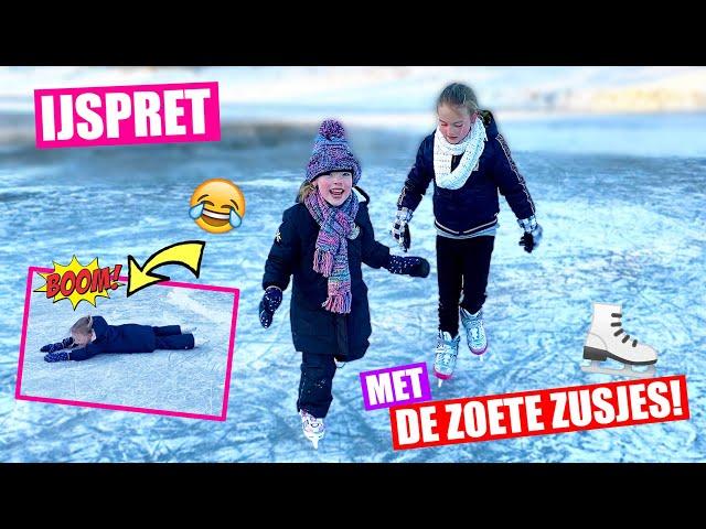 IJSPRET met DE ZOETE ZUSJES!!! [Schaatsen en Vallen Op Natuur ijs] DeZoeteZusjes