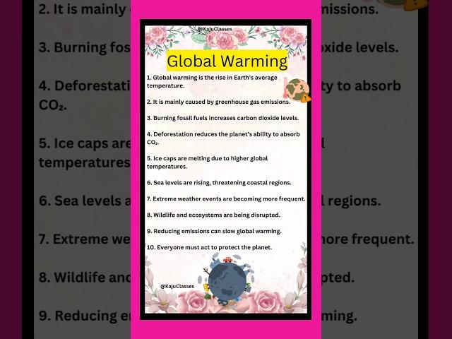 Global Warming essay in english/10 lines on Global Warming/Few lines about Global Warming
