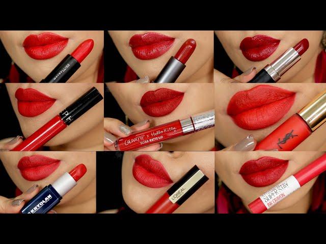 Valentines Red Lipstick Swatches | MAYBELLINE LOREAL COLOURPOP SEPHORA YSL KRYOLAN | LUNA