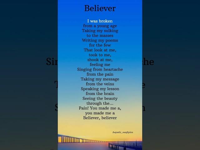 "Believer"~ Imagine Dragons Lyrics #song #songlyrics #shorts