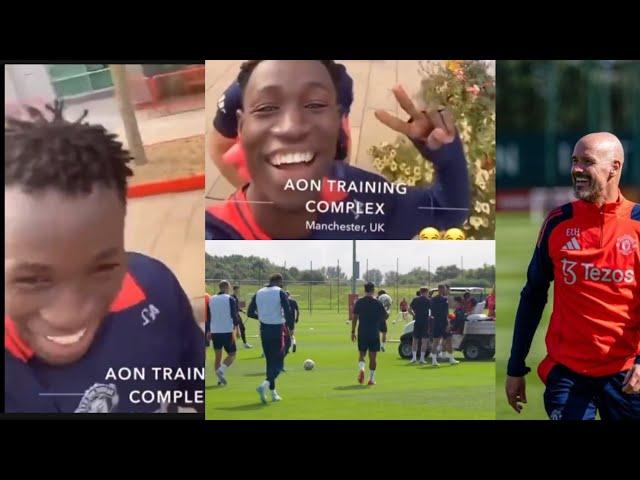 Sekou Kone training at Carrington  , couldn't his excitement in first Manchester United training