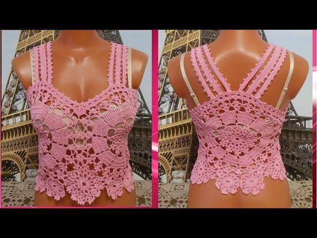 Летний топ "Розовый" крючком.Часть 1.Summer top "Pink" crochet.Part 1