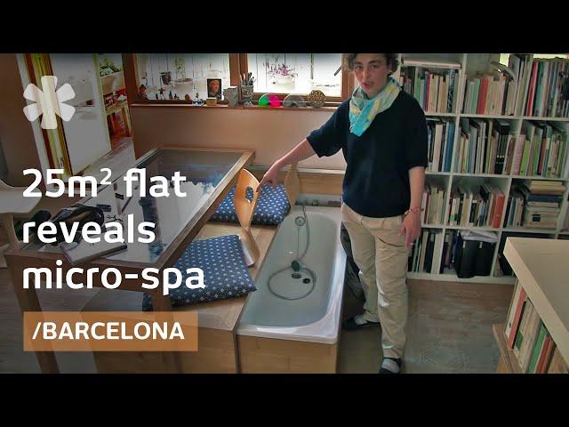 Tiny matchbox apartment hides closet & bathtub in drawers
