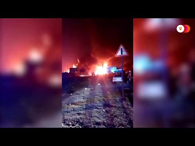 Video shows fire, explosions at Russian gas station