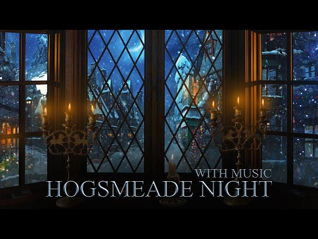 Hogsmeade Window "Winter Night"  Harry potter ASMR Ambience - Christmas Music  Fireplace & Snow