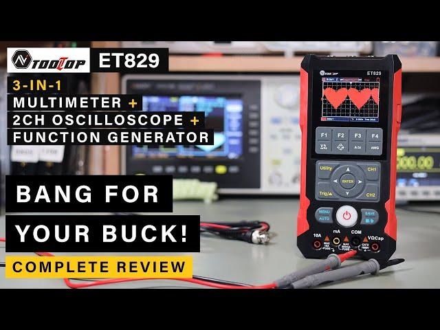 Tooltop ET829 ⭐ 2CH 80Mhz Oscilloscope + Multimeter  + Function Generator