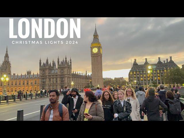 London Christmas Walk | Central London Christmas Lights Tour 2024 | London Winter Walk [4K HDR]