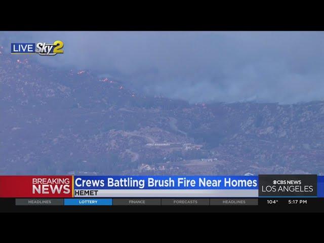 Crews battling 500-acre brush fire in Hemet