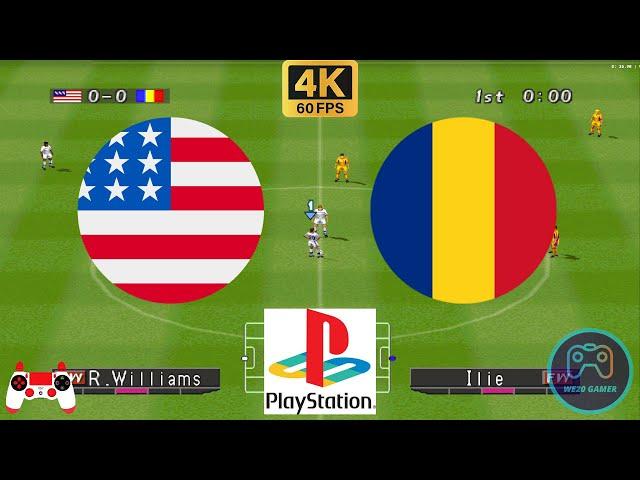 Winning Eleven 2000 - USA vs Romania - Duckstation PS1 on PC  Full Game [4K60]