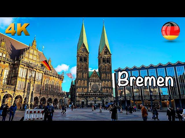 Beautiful Port City Bremen, Germany Walking Tour 4K 60fps HDR