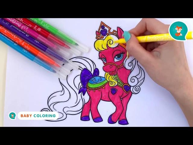 Coloring pony princess with a crown! Beautiful Coloring for Girls