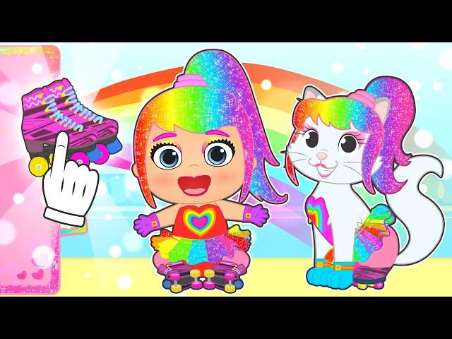 LILY AND KIRA ️ Dress up as Rainbow Roller Skaters