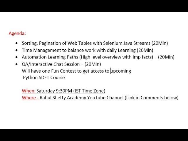 Live Webinar (QA Career tips/Guidance) /Chat Session - Rahul Shetty