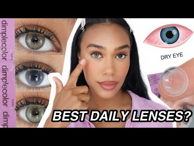 DRY EYES? Testing DimpleColor Daily Lenses! Natural & Comfortable Color Contact Lens Try-On