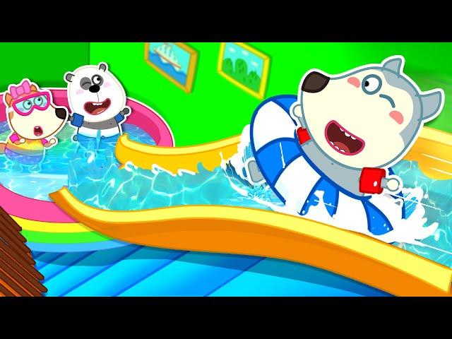 I Built a Waterpark In My House! | Kids Play Safe At Home  Wolfoo Kids Cartoon