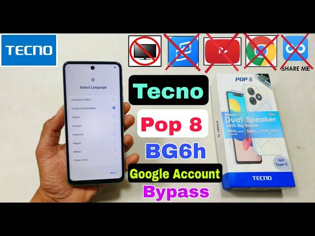 Tecno Pop 8 FRP/Google Account Bypass Without Pc | Tecno (BG6h ) Frp Lock Kaise Tode 2024 |