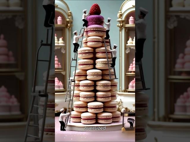 Lilliputian Pastry Chefs Assembling a Towering Macaron Stack   Made with Clipchamp
