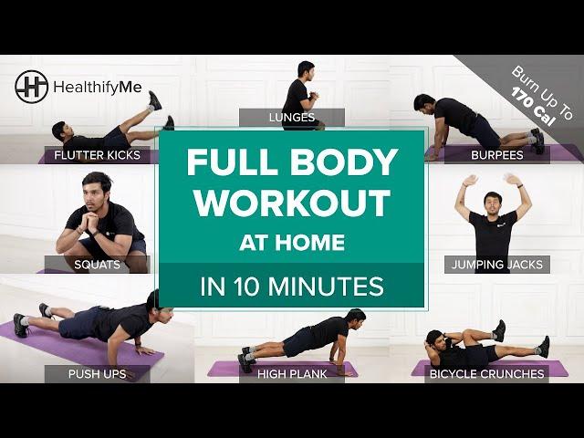 FULL BODY WORKOUT At Home In 10 Minutes | Cardio Workout At Home | No Equipment Workout| HealthifyMe