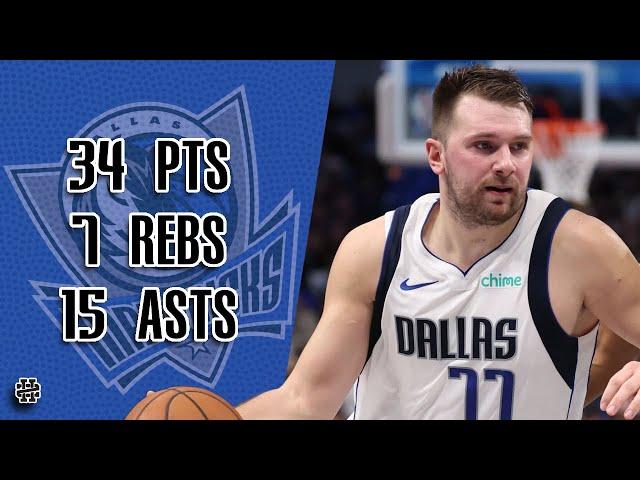 Luka Doncic 34 pts 7 rebs 15 asts vs Pacers 24/25 season