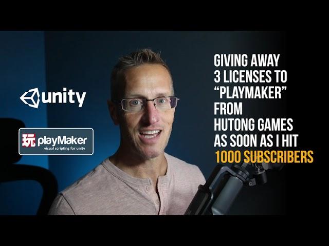 WIN 1 of 3 Playmaker Licenses the Visual Scripting tool for Unity to help me reach 1000 subscribers