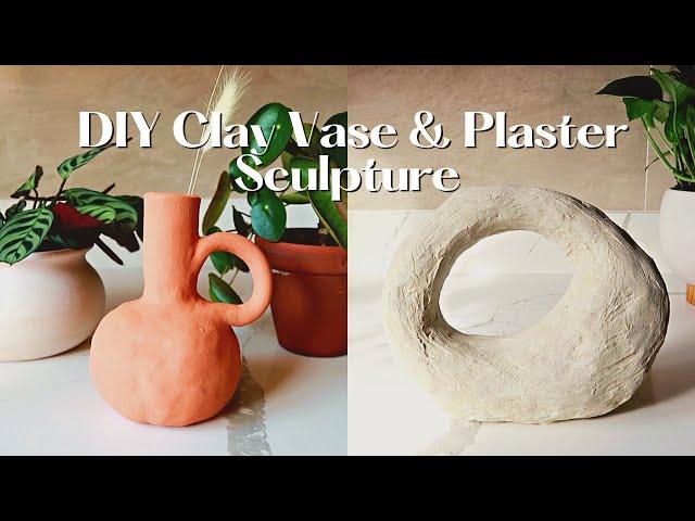 DIY AIR DRY CLAY VASE & PLASTER SCULPTURE (Faux Stone) | DIY Home Decor