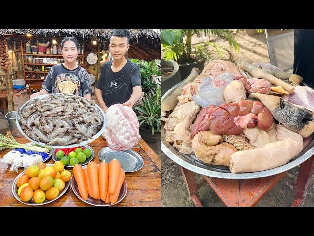 "Beef Tripe, Shrimp Tom Yum Recipe" Mommy Chef Sros cook and eat | Cooking with Sros