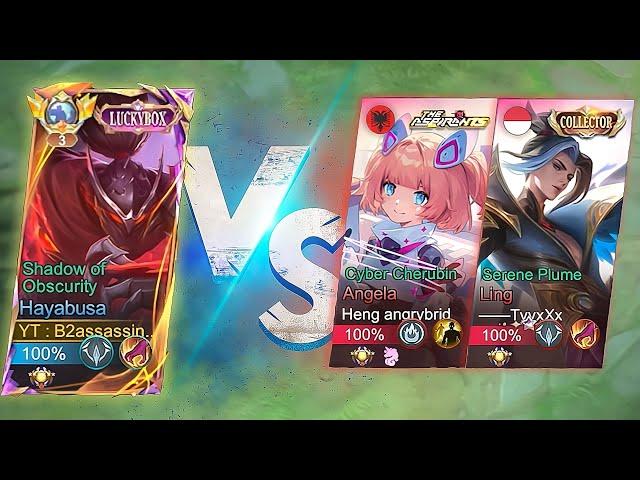 GLOBAL HAYABUSA Vs LING X ANGELA SOLO RANK |TOP GLOBAL HAYABUSA -Mobile Legends