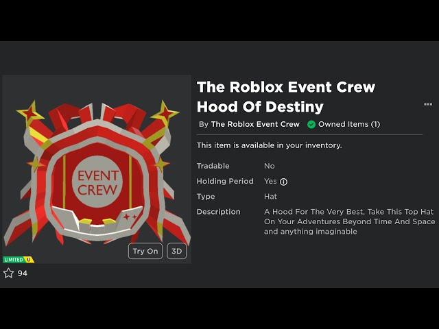 Sniping The Roblox Event Crew Hood Of Destiny (Roblox Free UGC Limited)