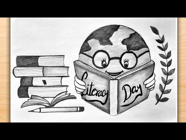 World Literacy Day Drawing Easy | How To Draw International Literacy Day Poster Step by Step