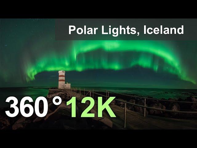 Northern lights in Iceland. 360 video in 12K.