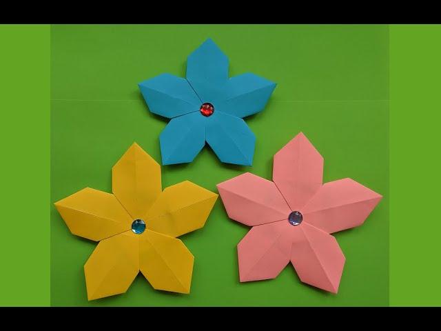 Цветок оригами без клея | Пятилистник из бумаги | How to make an origami flower