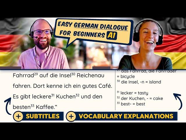 EASY German Dialogue for Beginners A1  | Improve your Reading, Listening + Vocabulary!