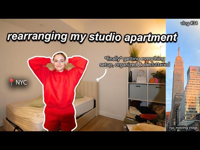 moving to nyc vlog 34. FINALLY rearranging my studio apartment, organizing, & decluttering