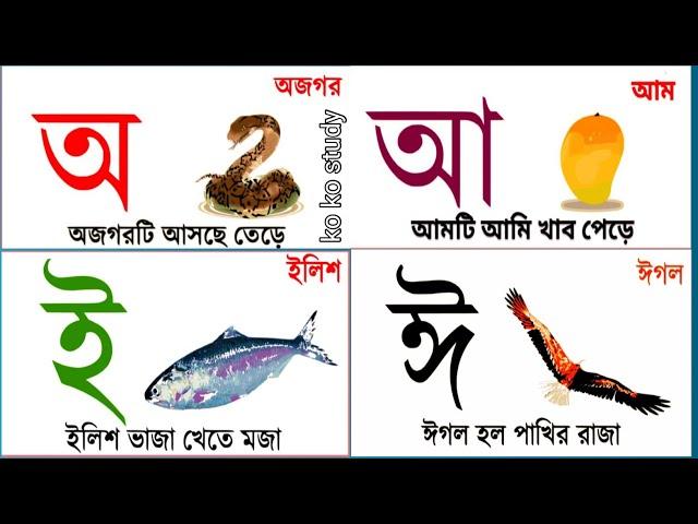 বাংলা স্বরবর্ণ অ আ ই ঈ। স্বরবর্ণ শিক্ষা। Bangla alphabet learning