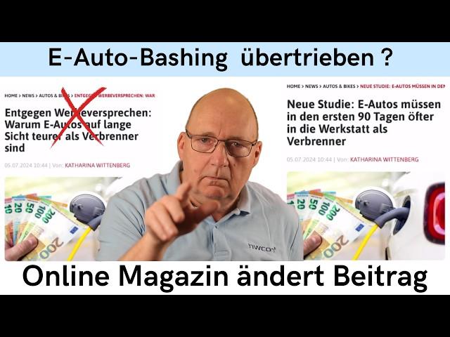 E-Auto: Studie zu weit verbogen? Online Magazin entschuldigt sich.