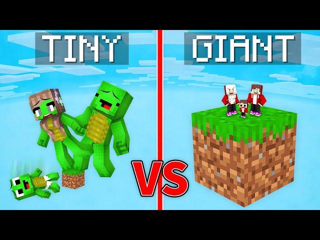 Mikey Family TINY vs JJ Family GIANT One Block Battle in Minecraft (Maizen)