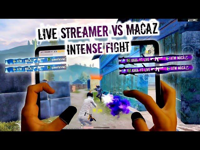 LIVE STREAMER YOUTUBER VS MACAZ | 1 VS 1 INTENSE FIGHT | IPAD PRO 90 FPS 4-FINGERS CLAW PUBG HANDCAM