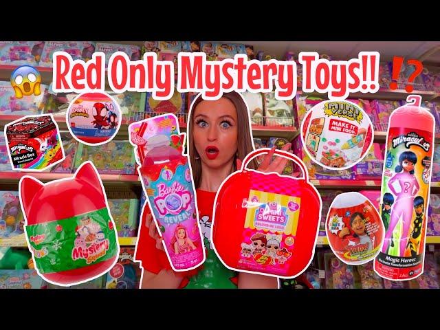 Shop with me for *RED ONLY* Mystery Toys Challenge!!⁉️ *JACKPOT!!* | Rhia Official