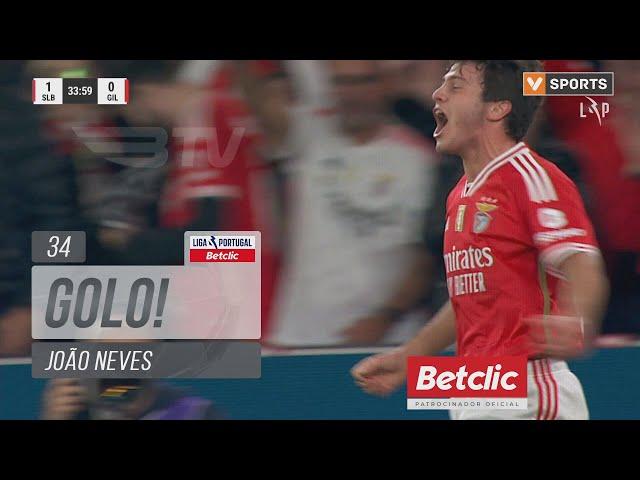 Golo João Neves: Benfica (2)-0 Gil Vicente (Liga 23/24 #20)