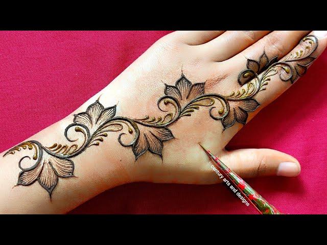 Easy stylish back hand mehndi design | simple arabic mehndi design | Mehndi design | mehndi |Mehandi