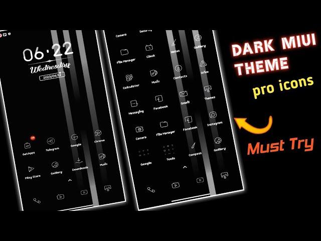 BEST MIUI DARK THEME. NEW PREMIUM  MIUI DARK Icons THEME. PRO ICONS. MUST TRY Fully dark miui Theme