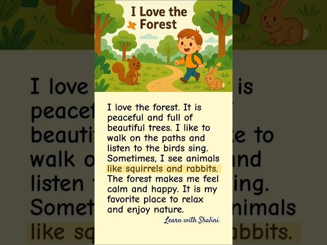 English Reading and English Speaking Practice - I Love The Forest #primaryschool #english #reading
